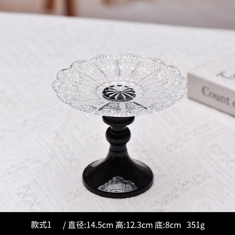 Luxshiny 1pc Elegant Crystal Glass Fruit Plate High Base Dessert Tray for Snacks Stylish Household Storage for Parties Weddings and Daily Use