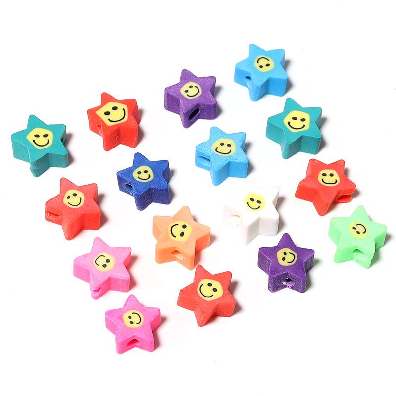 50 pcs Polymer Clay Animal & Fruit Style Mixed Color Flat Round Beads for DIY Bracelet Jewelry