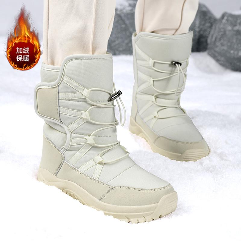 

Warm Plush Couple Snow Boots Outdoor Non-slip Hiking Boots Men Work Ankle Boots Brand Men s Winter Shoes Waterproof Men s Boots 36 белый