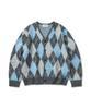Cuznello Blend Argyle Cardigan_Charcoal