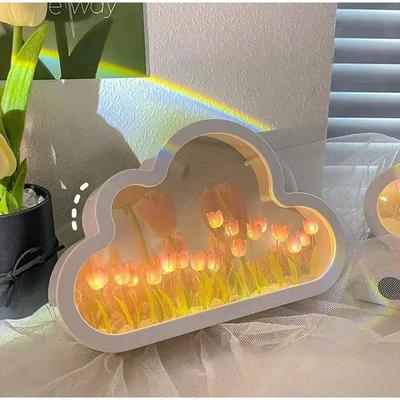 Lampe de nuit créative à LED en forme de tulipe faite à la main pour chambre de fille, ornements pour chambre à coucher, cadre photo, miroir, lampes de table, chevet, cadeaux d'anniversaire