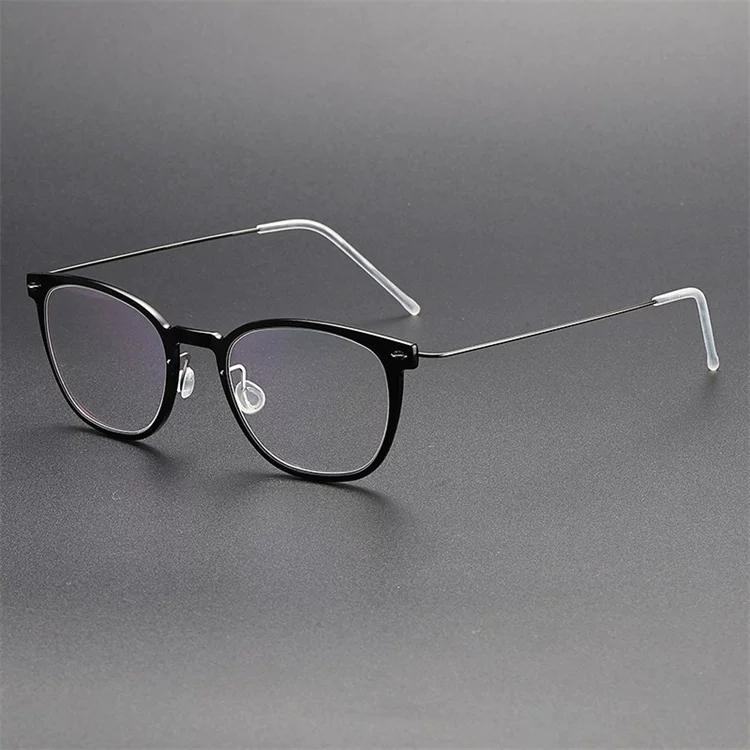 Denmark Brand Screwless Titanium Glasses Frame Men Retro Square Ultralight Eyeglasses Women High Quality Spectacles Frames 6609