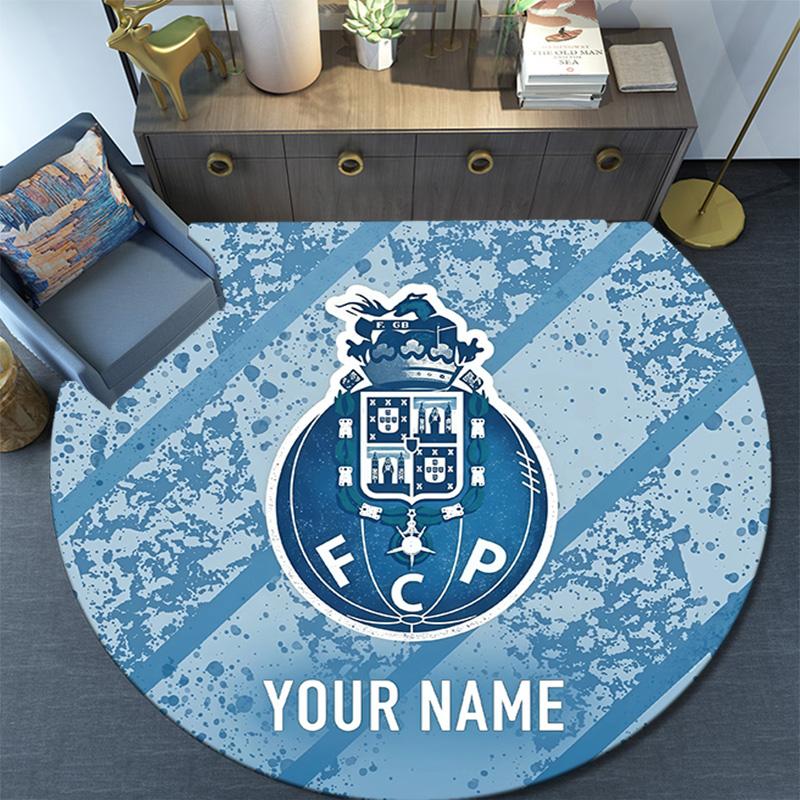 Custom Name Futebol Clube Do Porto Round Area Rug,Carpet Rug for Living Room Bedroom Sofa Playroom Decor,Non-slip Floor Mat