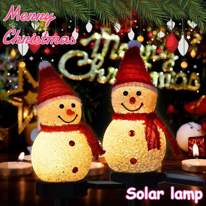 Solar Ground Lights Christmas Snowman Decoration Atmosphere Nightlight Outdoor Garden Garden EVA Rice Grain Snow Man