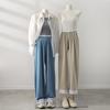 Tencel denim straight-leg pants women's spring and summer new high-waisted and thin small lace casual wide-leg pants