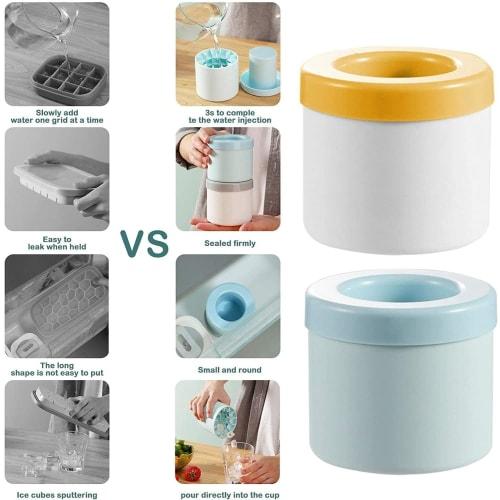 Silicone Ice Bucket Mold, 3D Cylindrical Ice Tray, Holds 60 or 40 1.3cm Ice Cubes, with Airtight Lid, Easy To Remove, Stress-Free, Small, Divided Ice,