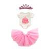 Set of 3 Birthday Doll Pink Clothing Accessories Including Skirt Romper Headband for 43cm / 17Inch Newborn Baby Doll (No Doll)
