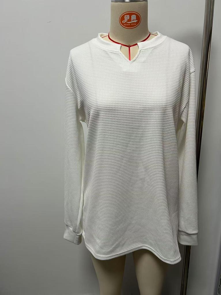 Herren S Slim Fit Langarm V-Ausschnitt Lässiges Basic Top Übergröße