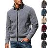 Men's Lined Long Sleeve Zip Up Sweater Cardigan with Stand Collar and Color Block Design