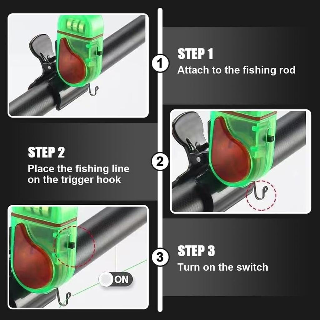 Fishing Bite Alarm, Fishing Alarms for Fishing Rods, Smart Electronic Fishing Bells with LED Light, Upgrade Clip-On Sensitive Sound Tip-Up Fish Alarms