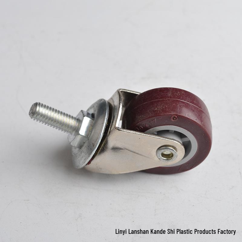 Red Polyurethane Light Duty Swivel Caster Wheel with Threaded Stem