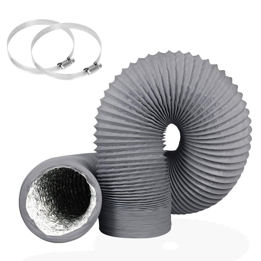 with 2 Stainless Steel Clamp Air Ducting Grey Exhaust Pipe Dryer Vent Hose  Heating Cooling