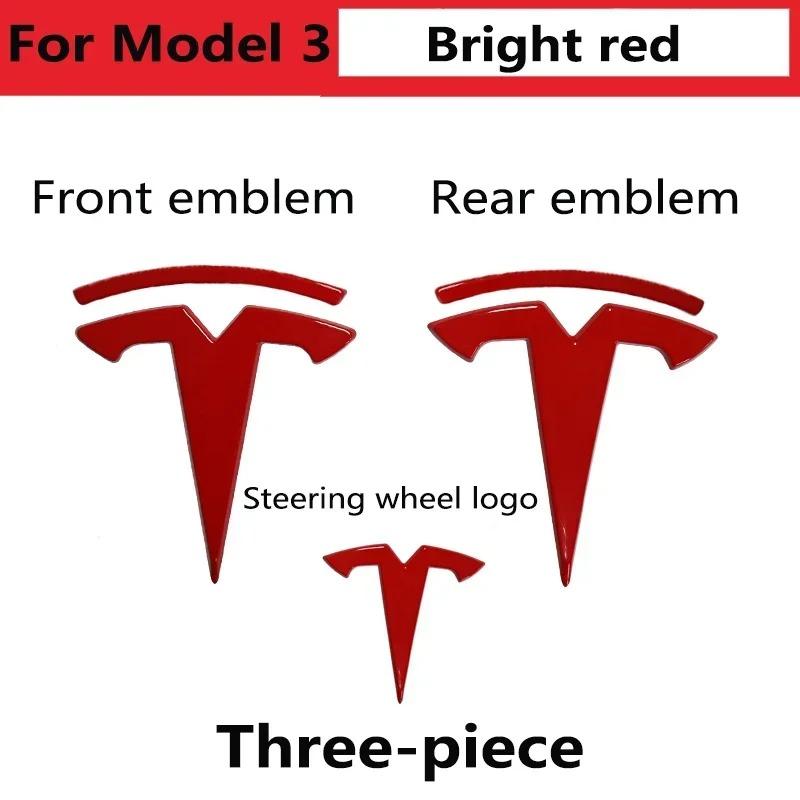 

Tesla Model3/Y Emblem Kit - Front/Rear/Steering Wheel Chrome LOGO Modification Accessories Badge 3M Adhesive (OEM Style Mod)