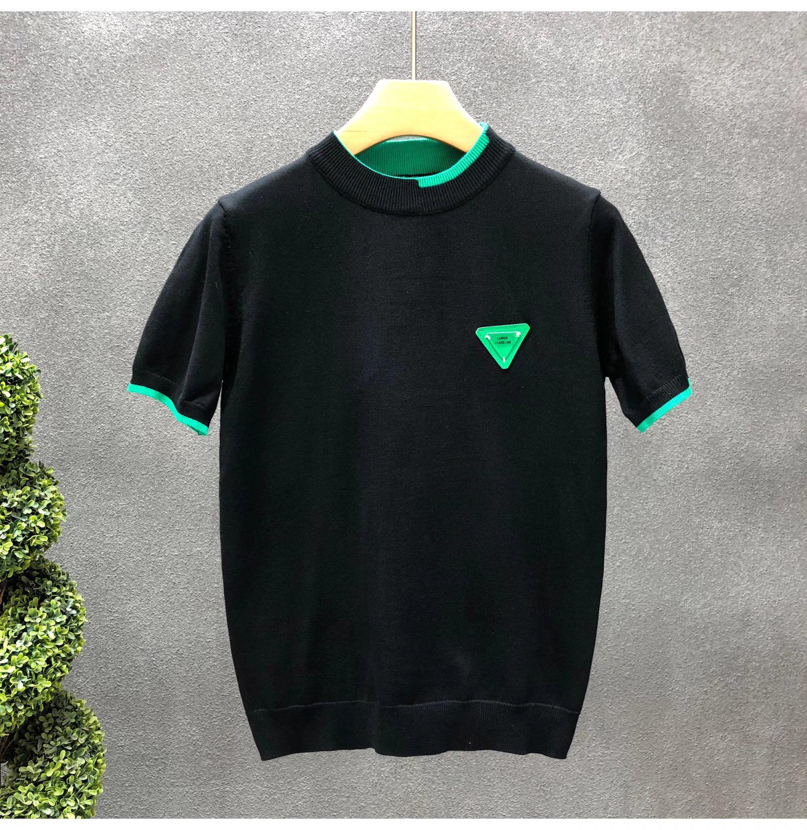 

Мужская модная белая трикотажная рубашка из шелка Ice Silk с коротким рукавом 3XL чёрный