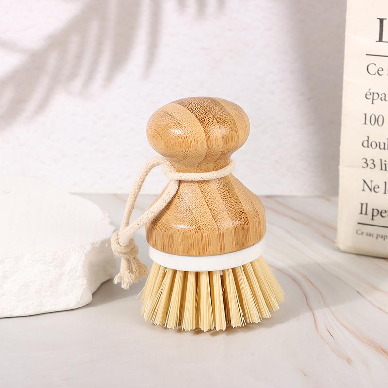 

Wooden Bamboo Round Handle Cleaning Brush Easy Use Convenient For Washing Pot Dish Bowl Sink Stove Brush Kitchen Cleaning Tool білий