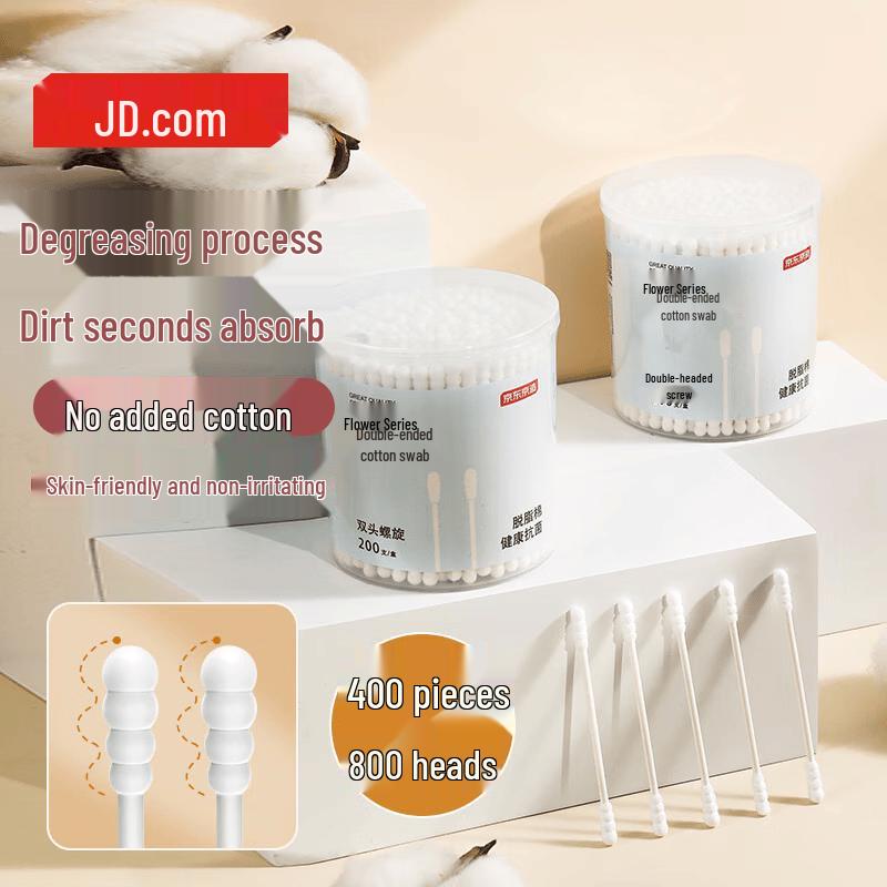 JD Home Dual-Tip Spiral Cotton Swabs