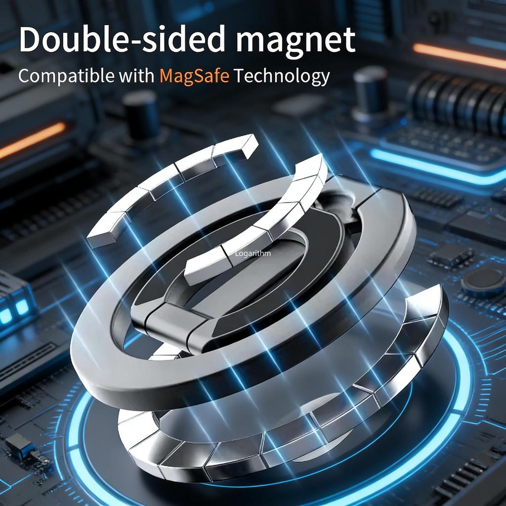 2026 New Magnetic Phone Ring Holder 360° Rotation Foldable Stand Double Sided Strong Magnet For Magsafe iPhone Samsung Holder 5