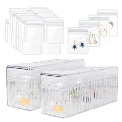 20/40 Pcs Transparent Jewelry Storage Bags Dustproof Moisture-proof Antioxidation Waterproof Earrings Rings Necklace Storage Pouches with Storage Box