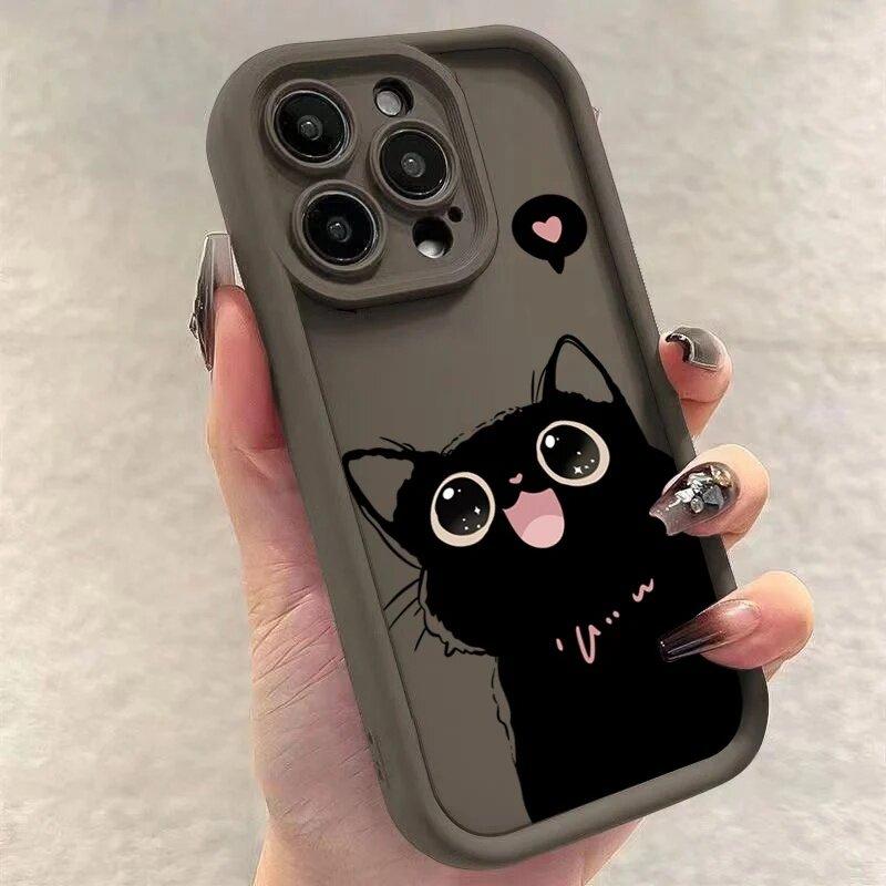 INS Schwarze Katze Hülle Für Huawei Honor 70 90 200 Pro 8X X9 X7 10i MAGIC 6 PRO Nova Y70 Y61 Y90 7 9 10 Pro 10SE Weiche Silikonhülle