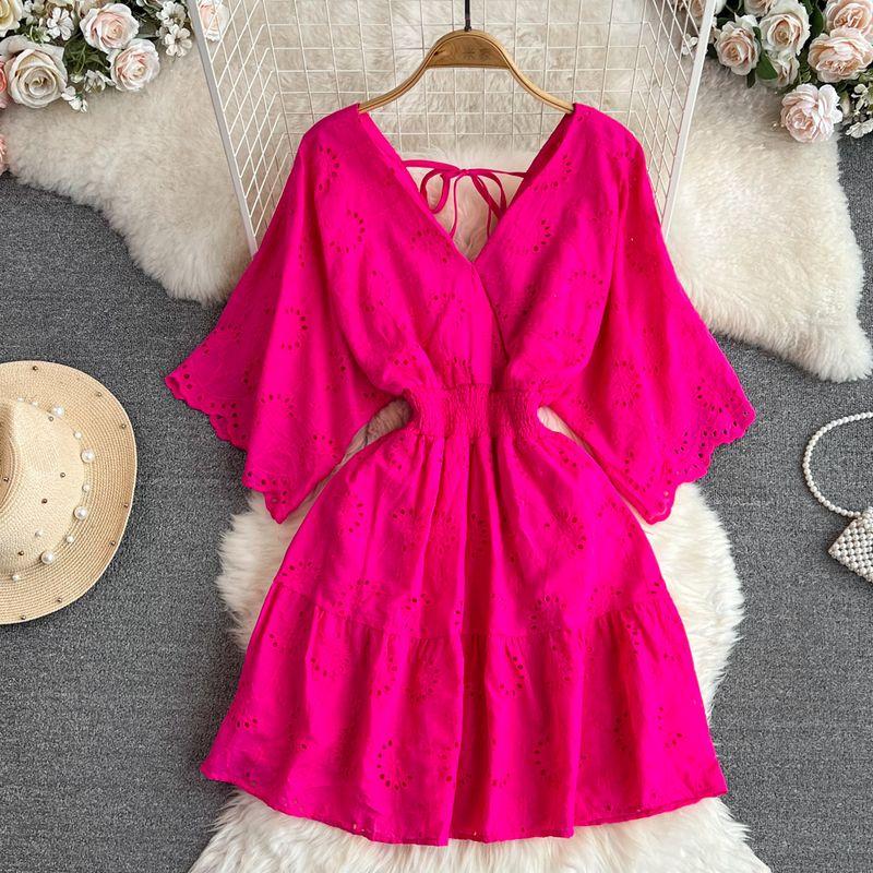 Summer Fashion A- line Embroidered Seaside Holiday Beach Dress