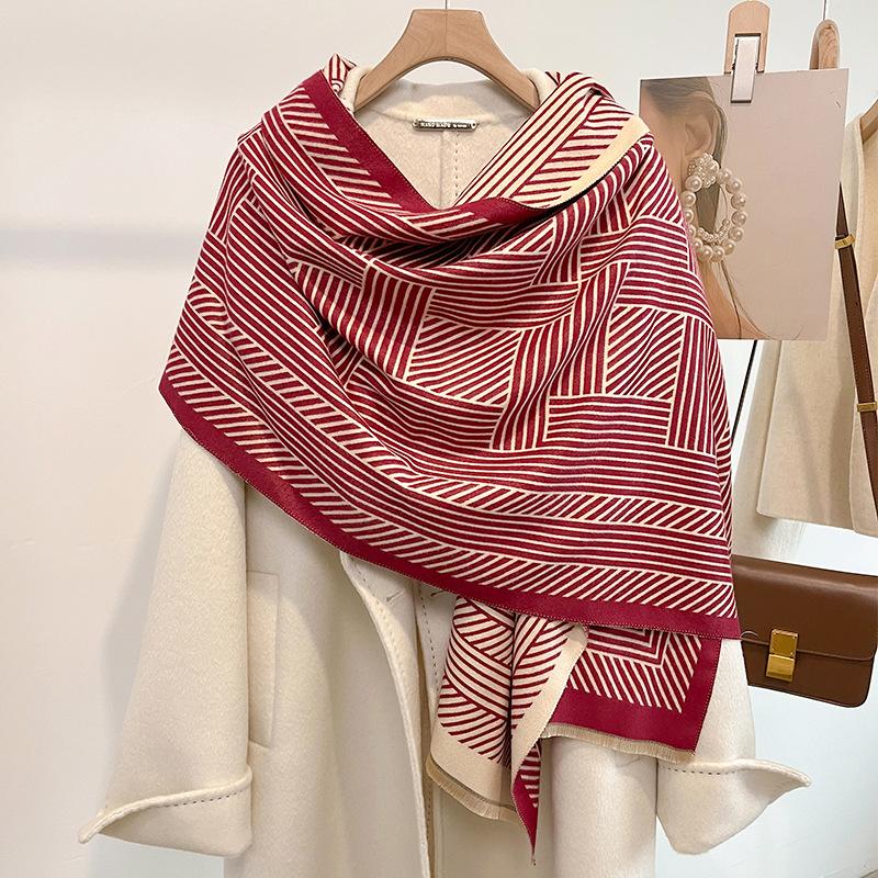 

Новый ретро-модный искусственный кашемировый шарф для женщин зимой, утолщенный и теплый для шеи, шаль двойного назначения снаружи 65*185cm