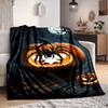 1pc Halloween Pumpkin, Spider Blanket Lightweight Flannel Blanket Throw Blanket For Sofa, Bed, Travel, Camping, Livingroom, Couch, Chair, And Bed Yy25