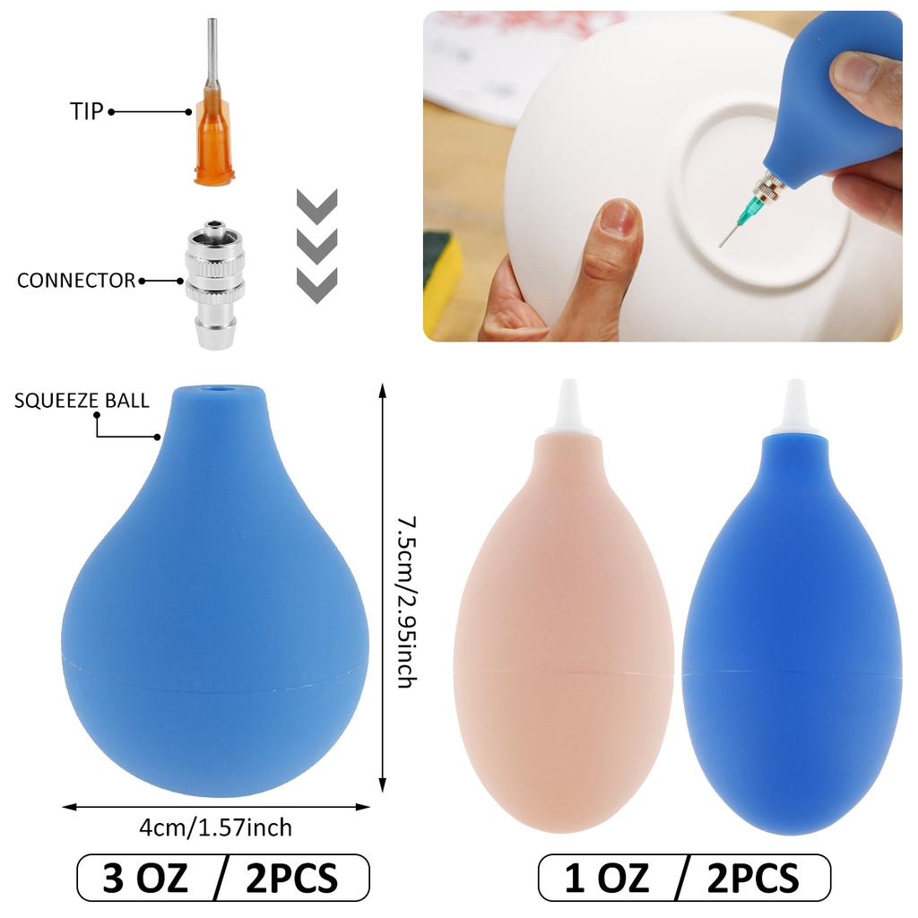 Pottery Precision Applicator Set with Plastic Steel Needle Funnel Ceramic Precision Tip Applicator Glaze Silicone Squeeze Bottle