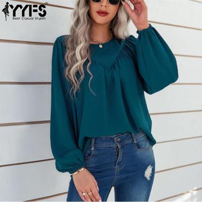 Women's Fashion Casual Solid Color Print Fall Winter Long Sleeve O-Neck Pullovers & Long Sleeves