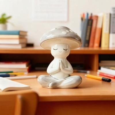 Zen Meditation Pilzskulptur Harz Pilzfigur für Wohnzimmer Home Office Schreibtisch Terrasse Gartendekor