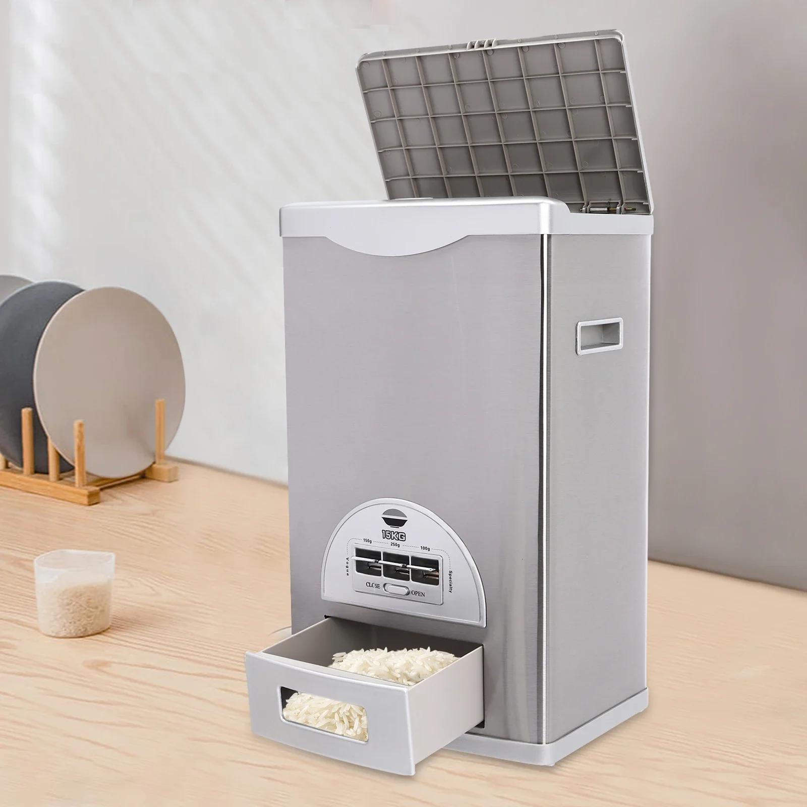 

Bymaocar 33lbs Rice Storage Container,Grain Storage Bucket W/Fully Sealed Lid & Child Lock for Home,Restaurant & Dry Grain Store 1-tier серебряный