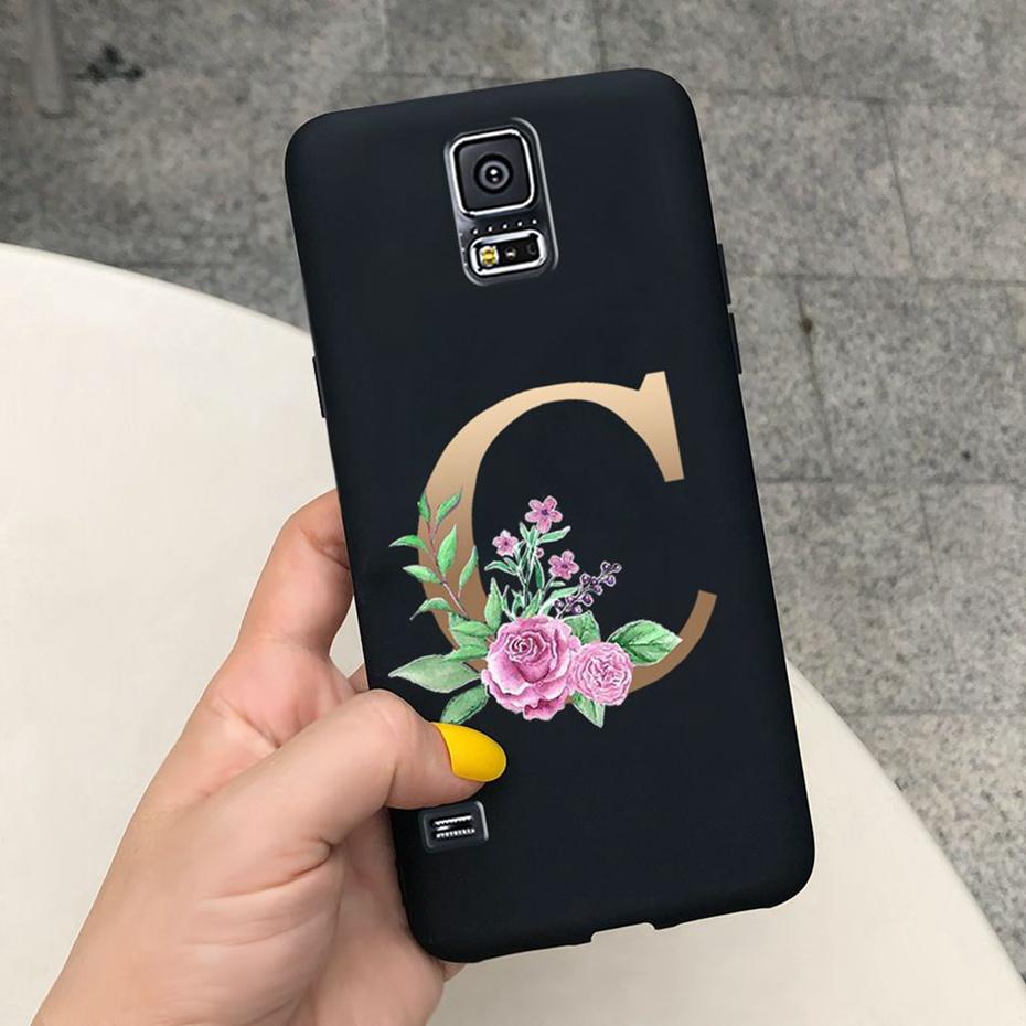 For Samsung Galaxy S5 I9600 Phone Case Flower Initial Alphabet Case For Samsung S5 Neo S 5 G900 G903F SM-G900F Soft Silicon Case