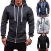 Men Hoodie Hooded Cardigan Zip Up Trendy Warm Pure Color Autumn Coat for Daily Wear