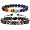 Multicolor Alloy & Volcanic Stone Yoga Bracelet with Turquoise & Tiger Eye Beads