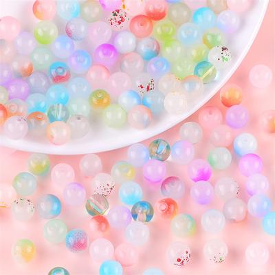 50pcs 8mm Loose Beads Beaded Jewelry Material Bracelet Necklace Exquisite DIY Accessories Jelly Double Color Round Fantasy Glass Handmade