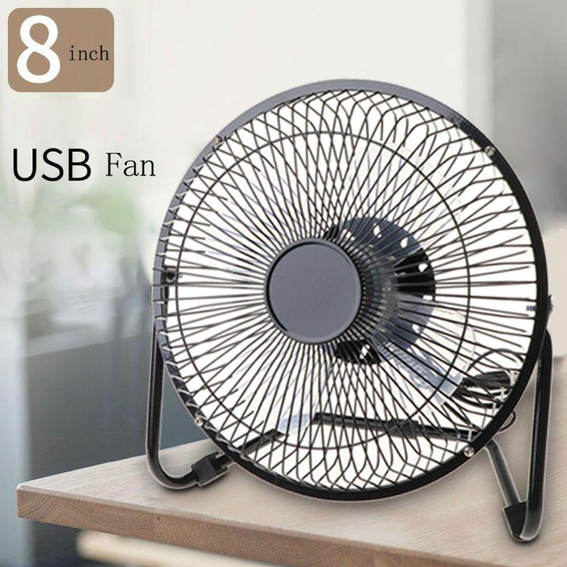 USB-betriebener Metall 8-Zoll tragbarer USB-Schreibtischventilator mit 2-stufigem Schalter Persönlicher Kühlventilator für Zuhause Büro Tisch Outdoor