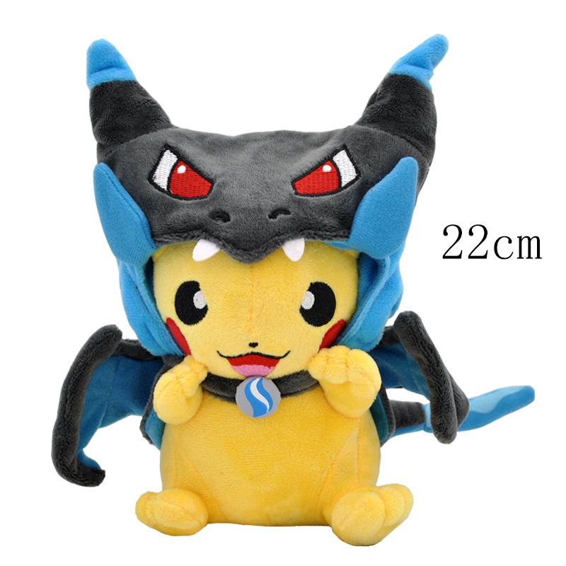 Pikachu Cos Eevee Cosplay Plush Toys Charizard Peluche Rayquaza Tyranitar Garchomp Lucario Stuffed Animal Doll Collectible Gift