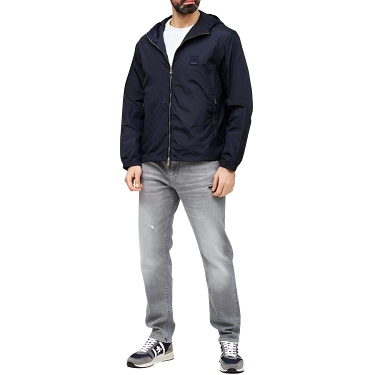 Armani Exchange FW25 Kurtka z kapturem na zamek z naszywką z logo Męskie kurtki XM000342-AF12285-UB101