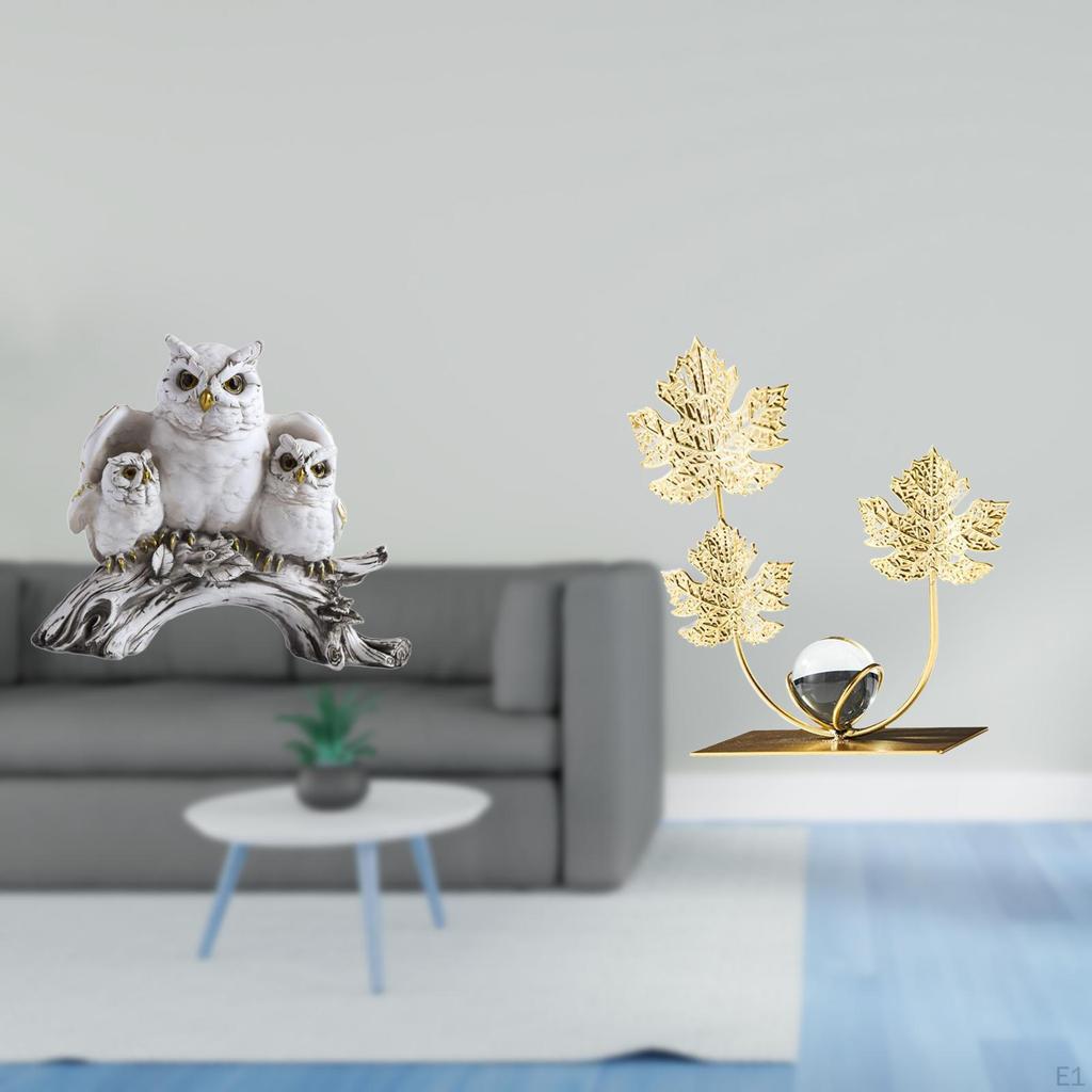 Modern Owl Figurine Sculpture Tabletop Ornament Decorative Animal Statue for Living Room Office