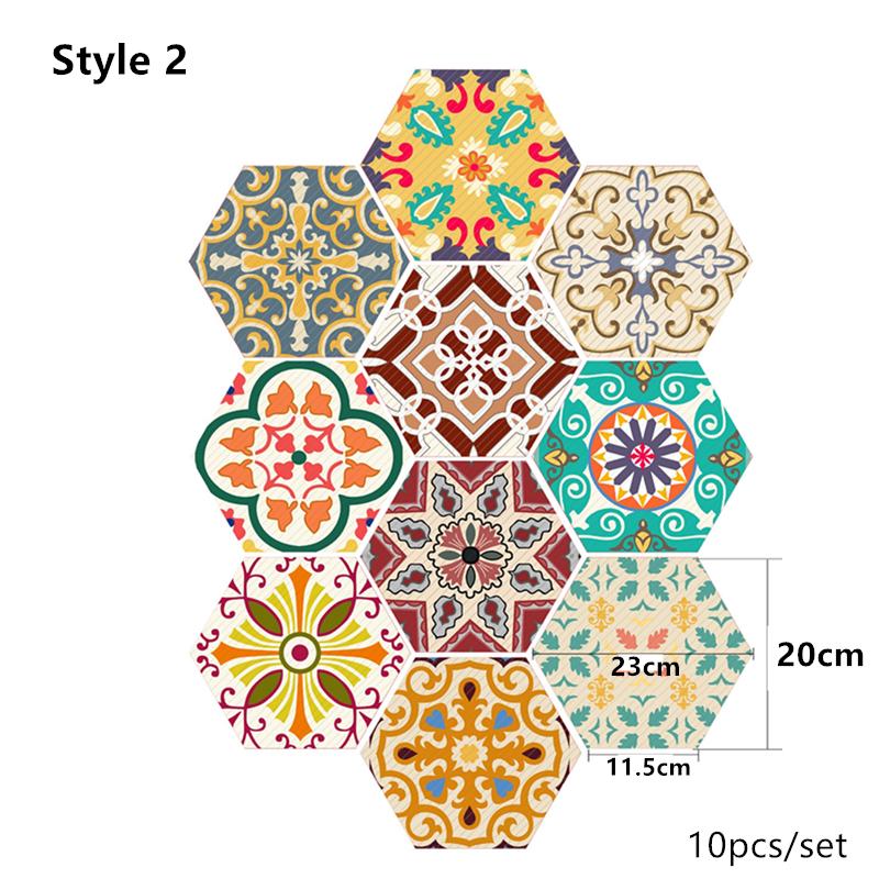 

10 шт./компл. шестиугольные наклейки на керамическую плитку, бытовые обои для дома, ванной комнаты, кухни, украшения «сделай сам» Style 2