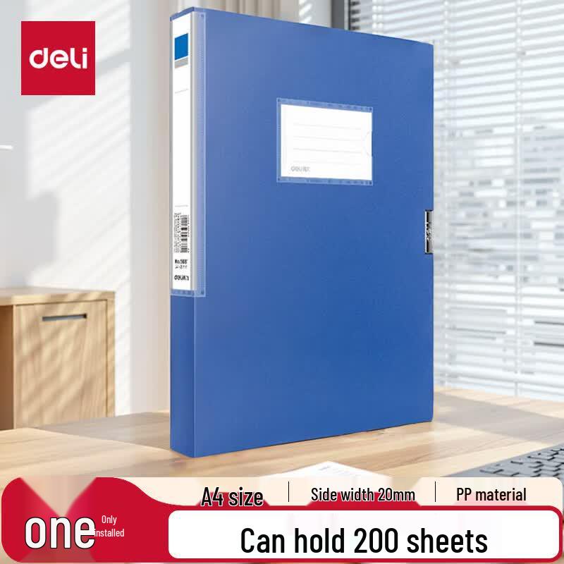 Deli A4 20mm Thickened PP Velcro File Box