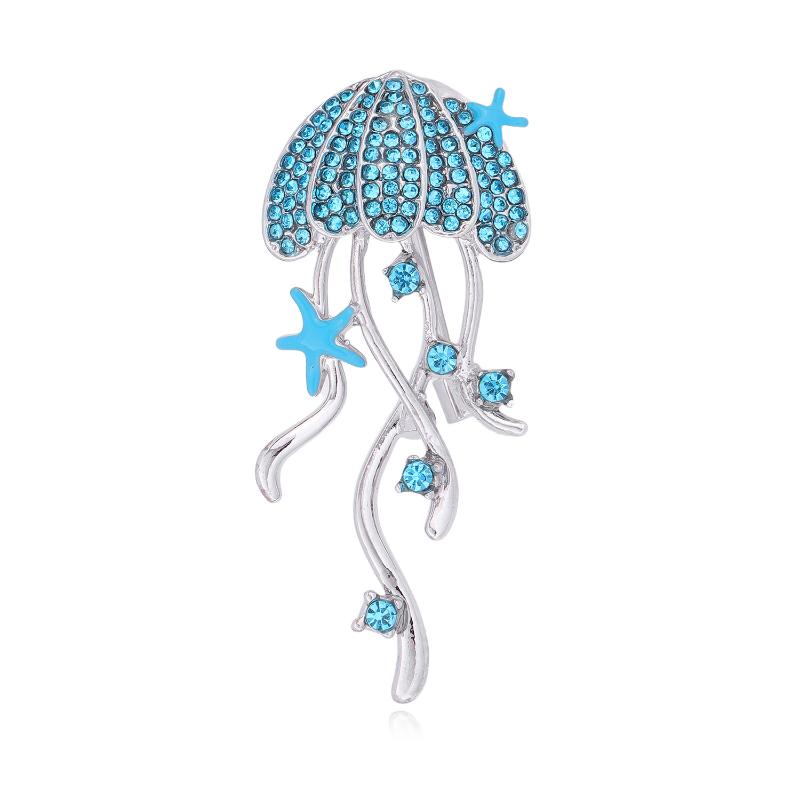 Rhinestone Jellyfish Brooches For Women Unisex Cute Sea Life Pins Office Birthday Party Friend Gifts Trendy Jewelry Accessories