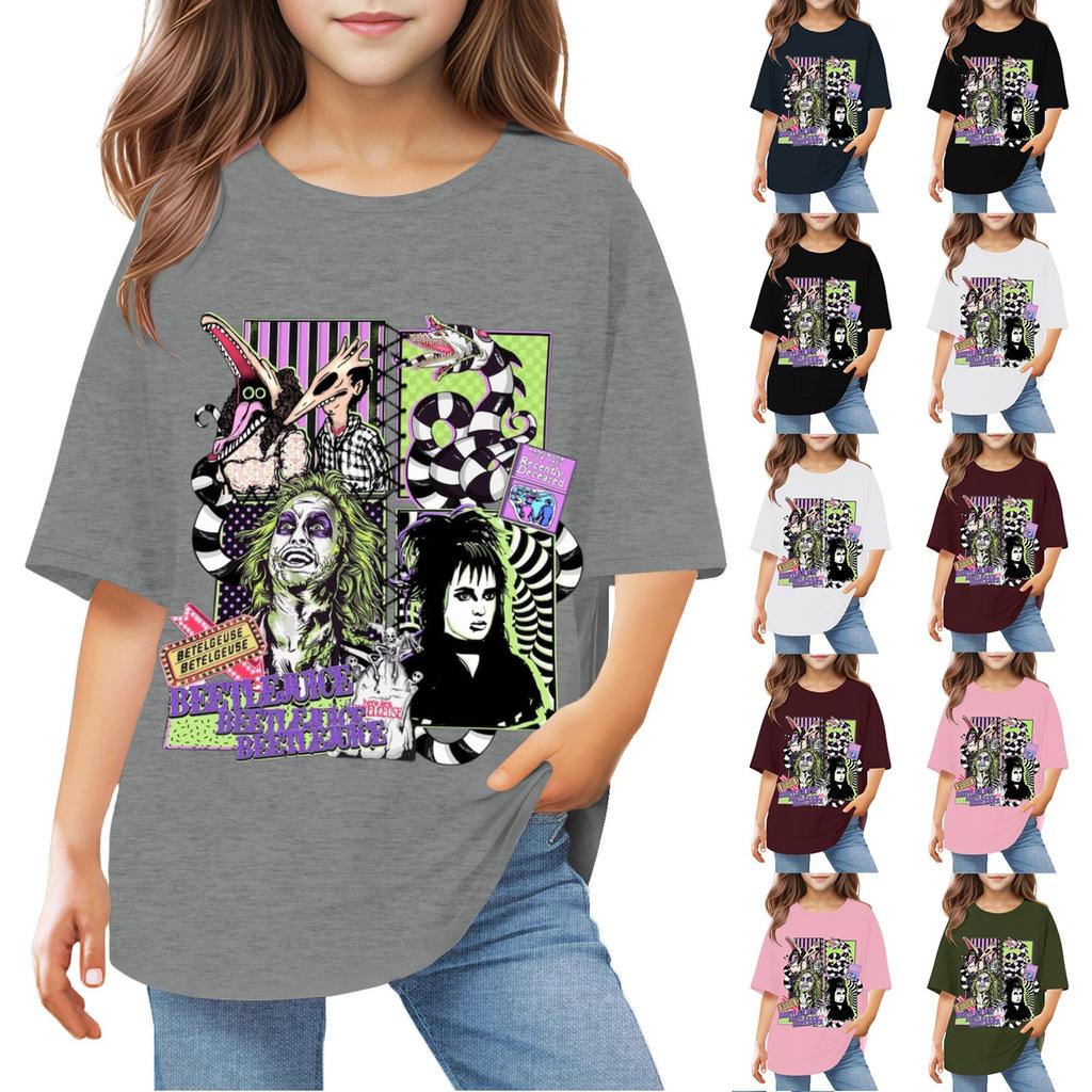 Toddler Girl Boy T-Shirts Kids Top Boys And Girls Printed Short Sleeved T-shirt 1-12Y