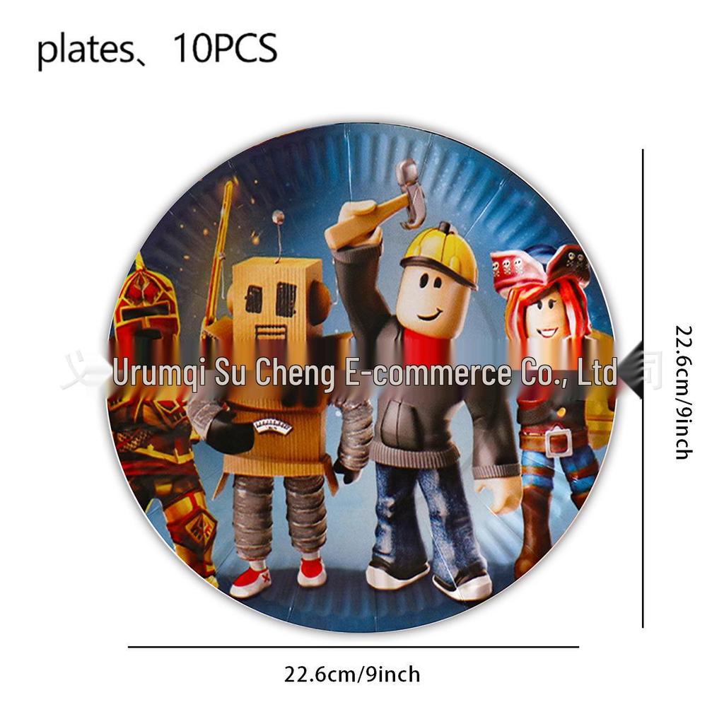 Roblox Party Supplies: Virtual World Game Decorations - Plates, Cups, Hats, Napkins, Banner