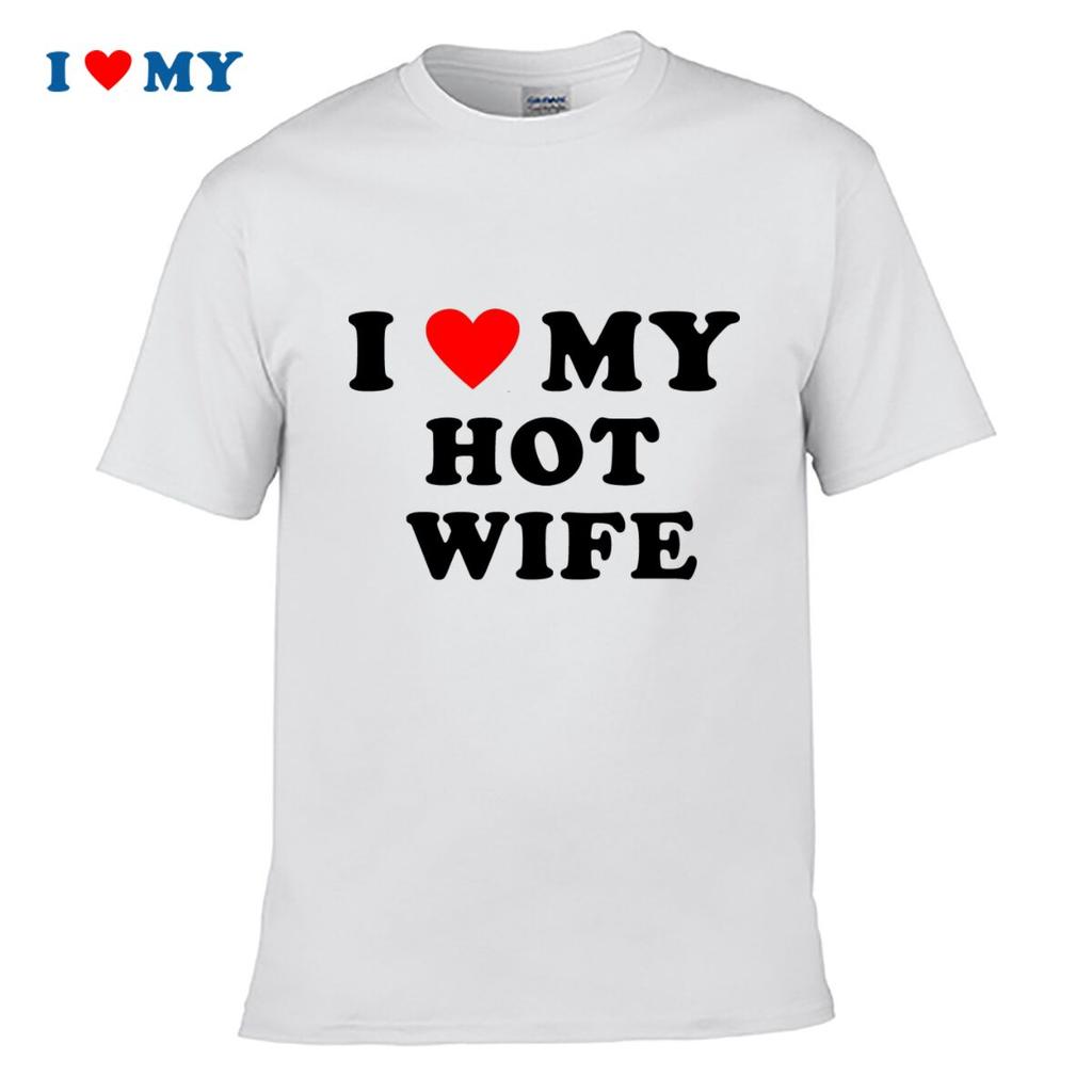 I Love My Hot Wife Tshirt Unisexs Short Sleeve Tee Bold White Text On Black Perfect Gift For Him Stylish Summer Casual Wear
