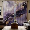 2pc Purple and gold wave pattern curtains   polyester fabric   machine washable   suitable for bedroom living room decoration