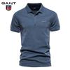 Gant Summer Embroidery Collar Sport Men's Pure Cotton Polo Shirt, Fashionable and Casual Men's Solid Color Short Sleeved T-shirt