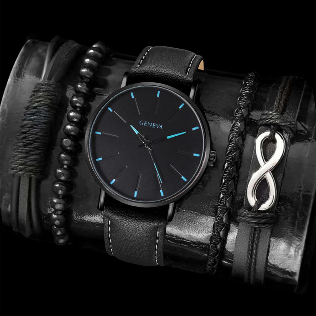Fashion Business Men S Watch Bracelet Set Quartz Watch Silver 8 Trend Personality Casual Simple Men S Belt Watch Men S
