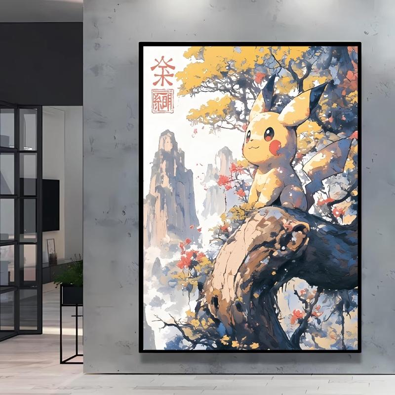 Canvas Artwork Painting Pokemon Pikachu Picture Home Decor Classic Character Images Spray Painting Home Decor Holiday Gift