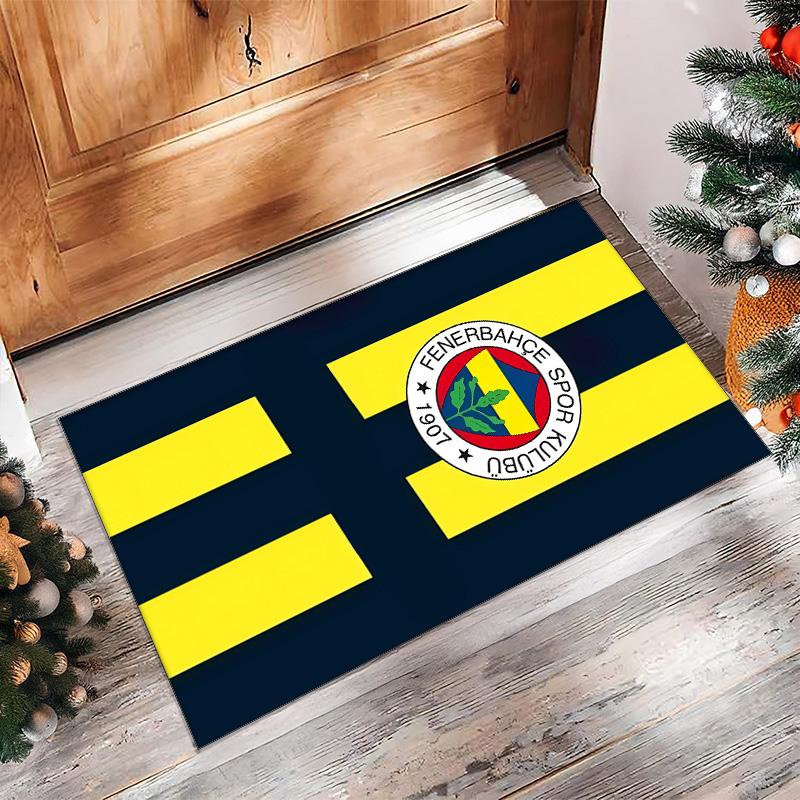 fenerbahce Printed Crystal Velvet Area Rug, Soft Anti-Slip Water Absorbent Floor Mat for Living Room Bedroom