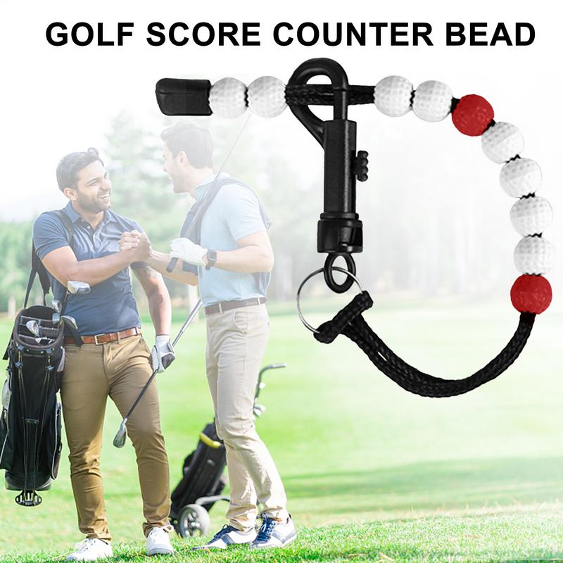 Golf Strokes Score Counter With Golf Bead Chain Strokes Bead Counter Bracelet With Simple Clip Nylon Woven Rope Golf Training